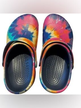 Crocs at work clog sz M10 W12  Tie-Dye Clog Shoes Colorful Comfort at work